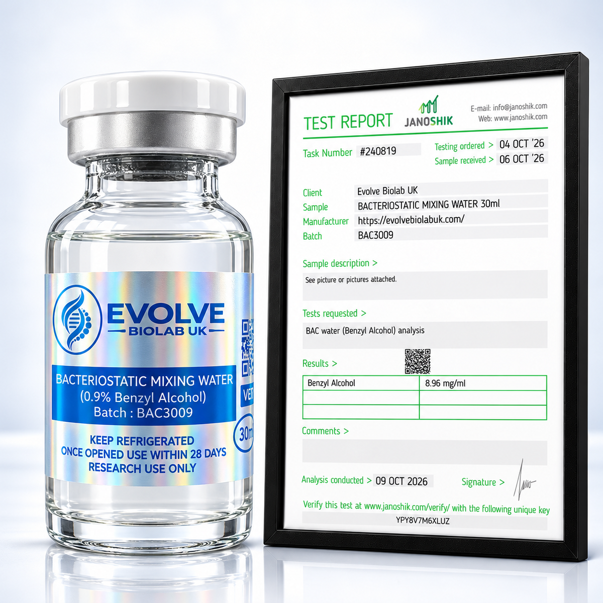 Bacteriostatic Water - 30ml - Evolve Biolab UK