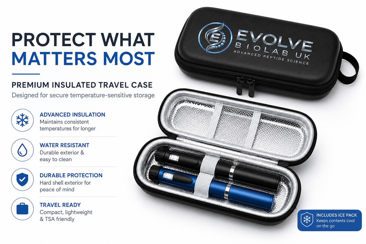 Premium Peptide Pen Travel Case UK | Insulated Cooling Case